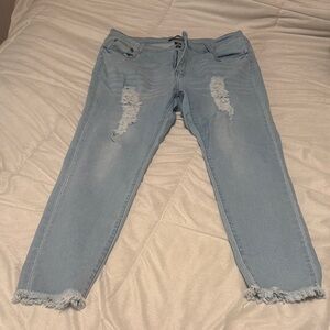 Light Blue Distressed Women Jeans